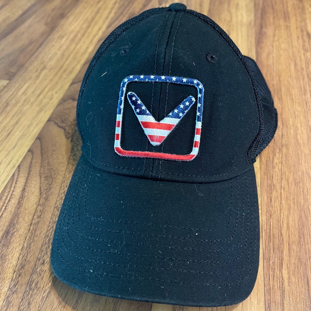 Callaway Golf Trucker Hat Mens OSFA Patriotic USA Flag Logo Mesh Snapback Black